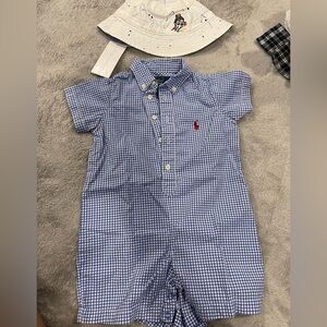 BABY BOY RALPH LAUREN ROMPER WITH NWT HAT